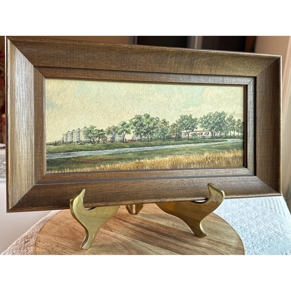 Oil Painting Schwarz-Connery Farm in Caldwell KS Signed by Gini Thompson VTG